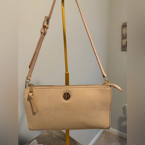 Tory Burch Cream Crossbody Kira Pebbled Leather Bag 91/2x51/2 - Picture 8 of 8